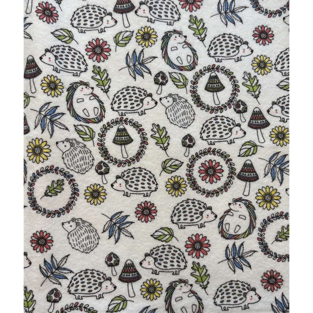 Super Snuggle Hedgehogs Mushrooms Floral Cotton Flannel Fabric Joann's 42" X 29"